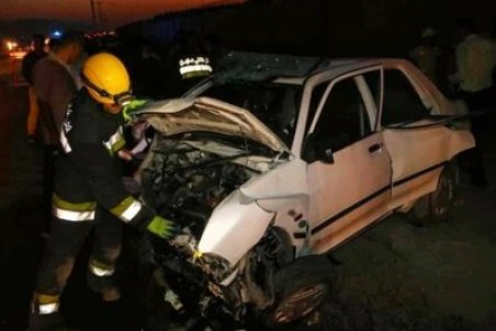 تصادف پراید با پارس در خیابان کمال اسماعیل