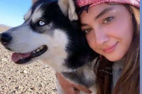 سلفی عجیب هانیه توسلی با سگ هاسکی‌اش